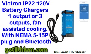 Victron Energy 120 Volt AC IP22 battery chargers with Bluetooth smartphone App