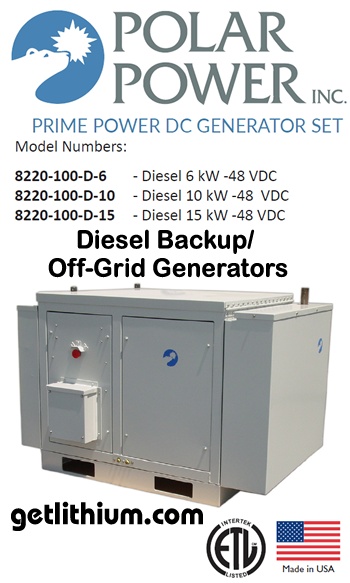 Polar Power diesel back power or off-grid power DC generator
