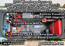Click on the image for a larger photo of this Lithionics lithium-ion battery installation project on this great Recreational Vehicle