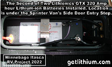 Click on the image for a larger photo of this Lithionics lithium-ion battery installation project on this great Recreational Vehicle