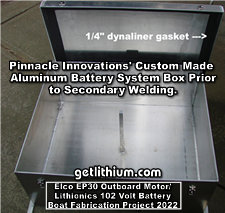 Custom aluminum battery box for the Lithionics lithium-ion battery