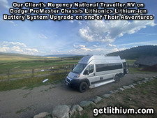Dodge Promaster RV Lithionics Battery lithium-ion battery installation project photo while out on a Summer adventure