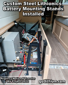 Dodge Promaster RV Lithionics Battery lithium-ion battery installation project photo - custom steel battery racks installed